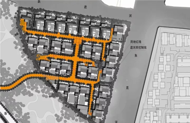 王字型路网造分化人流，保障入口私密性